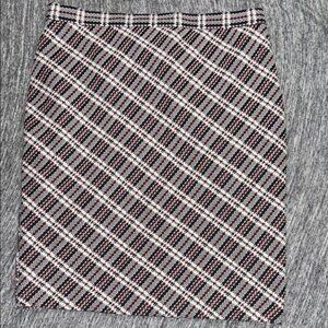 Plaid Pencil Skirt - Black and White